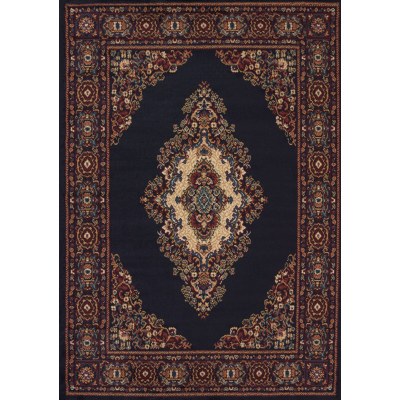 Tapis bleu marine à motif géométrique Argenta, 1 pi 10 po x 3 pi