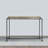 Aurelia 48 Inch Console Sofa Table, Artisanal Hammered Antique Bronze Tray Top, Industrial Black Iron Frame