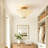 2-Light Cotton Rope Semi Flush Mount Ceiling Light with Brushed Brass Finish for Bedroom
