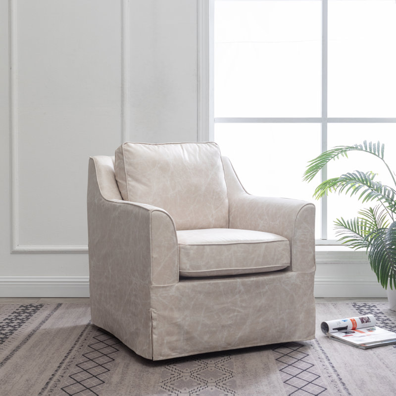 Amarilla Faux Leather Swivel Club Chair, Tan