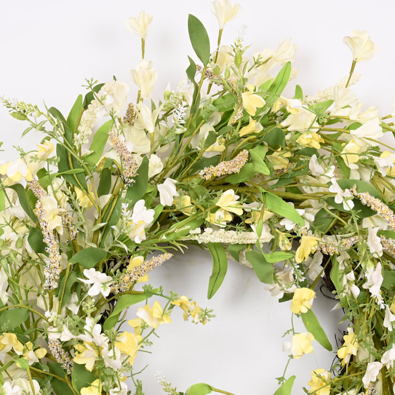 Couronne florale 22 po Forsythia, Vert / Jaune