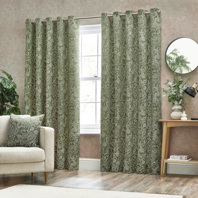 Bali Room Darkening Curtain Pair, 117 W x 137 D cm, Green