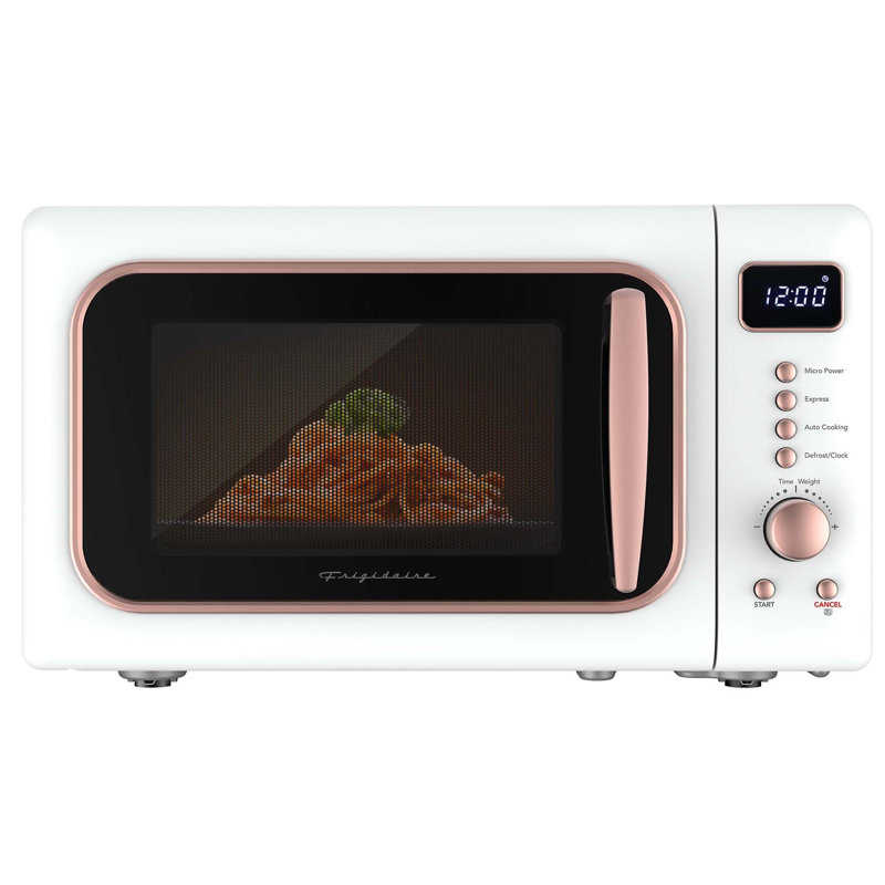 Frigidaire, 0.7 Cu. Ft. Countertop Microwave Oven, Retro, White/Rose Gold