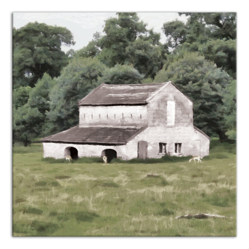 " White Barn " Painting Print