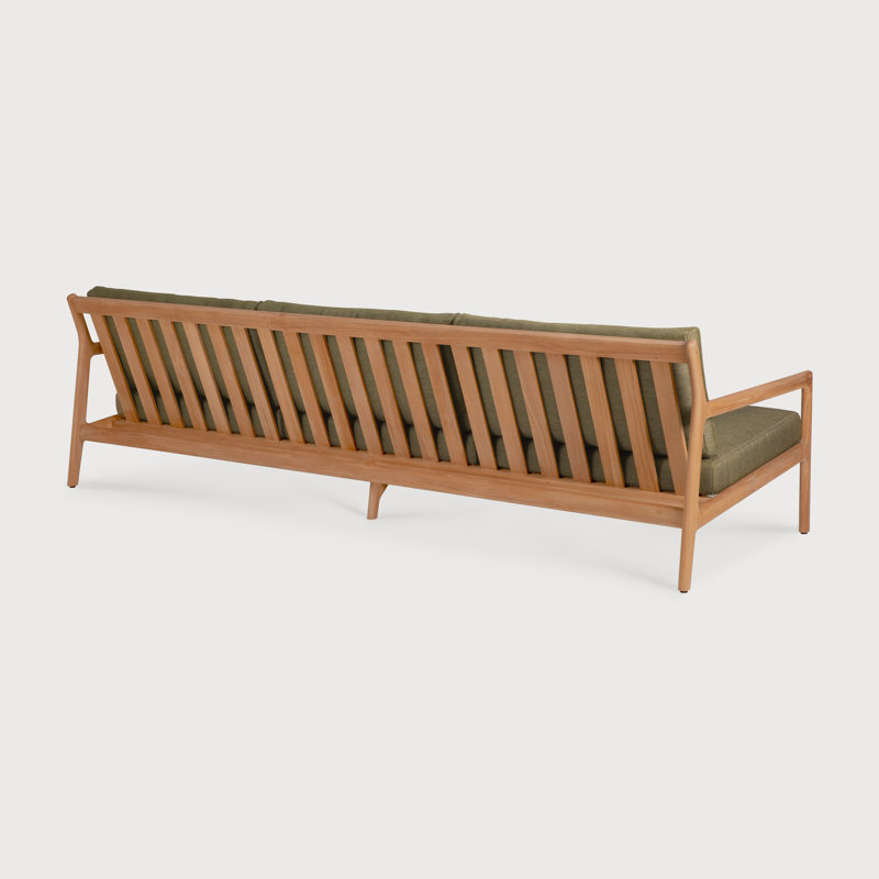 Jack Outdoor Outdoor 3 - Seat Patio Sofa, Teak, Green