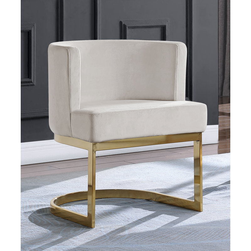 Chaise d'appoint en velours Dmitri, Crème, crème, Doré