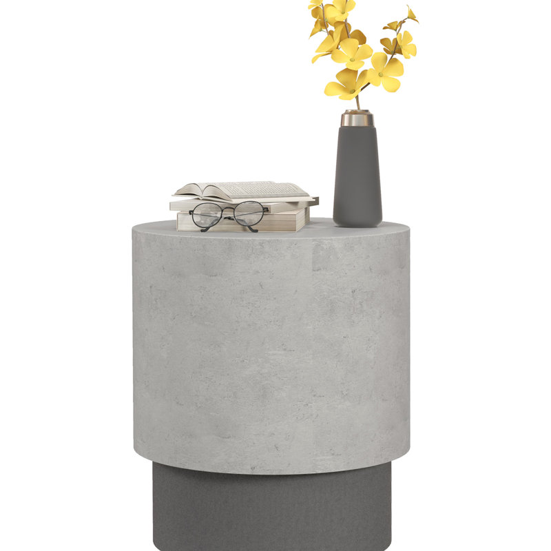 Table d'appoint à finition béton, gris - 4 pieds réglables, léger, pour une utilisation intérieure et extérieure, support de télévision de poids maximal de 198 lb, extérieur rond, Tolérance
