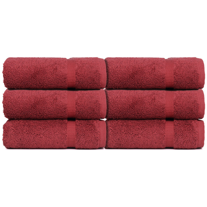 Ensemble de 6 serviettes en coton Wellston, Rouge