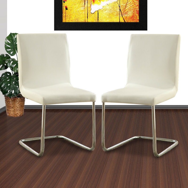 Upholstered Counter Stool with Metal Frame, White