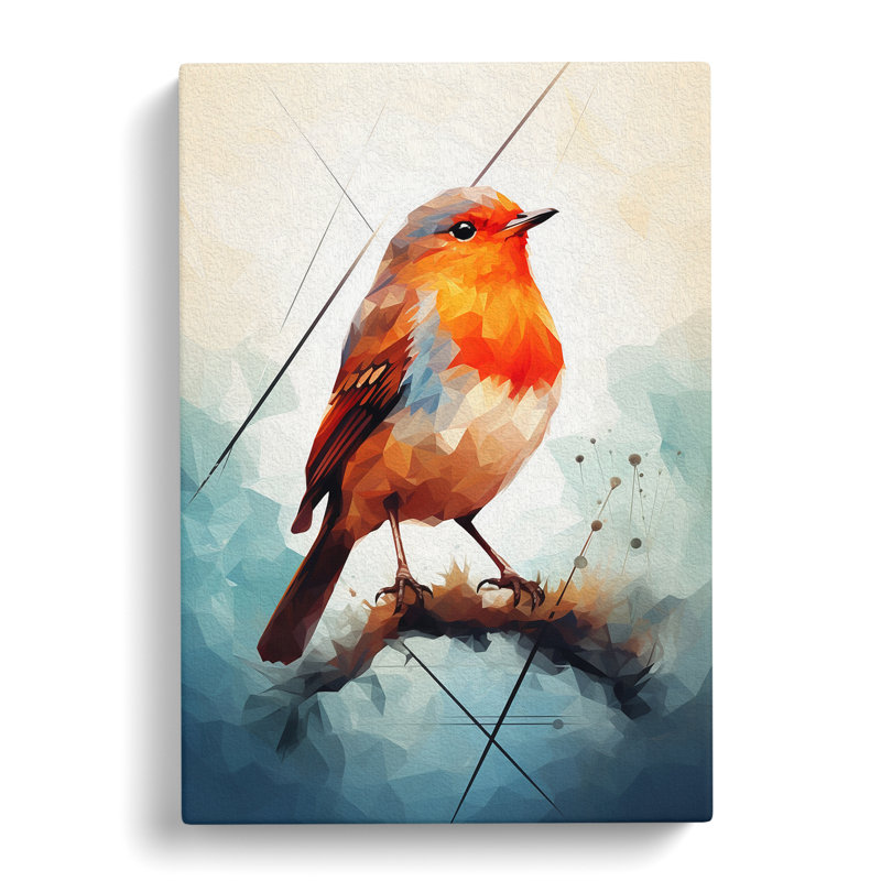 Robin Bird Geometric - No Frame Print, 76cm H x 50cm W x 3cm D