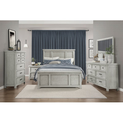 Classic Farmhouse Storage Chest 5-Drawer Light Gray Finish Bedroom Furniture 1pc Tall Dresser