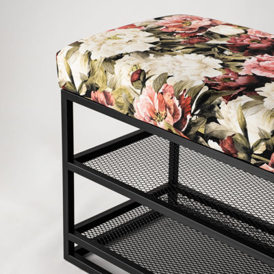 MacCormack Velvet Upholstered Bench with Shelves