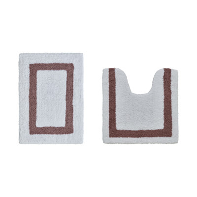 Ensemble de tapis pour salle de bain 2 pièces 100% coton 2370 g / m² Broshouse, tapis de salle de bain touffeté ultra moelleux, super absorbant certifié OEKO-TEX®, réversible, lavable à la machine, confort semblable au spa, blanc / rose