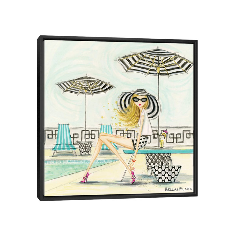 Luxe de la série retreat : piscine, reproduction d’art sur toile tendue, H 18 po x l 18 po x P 1,5 po, Toile avec cadre noir
