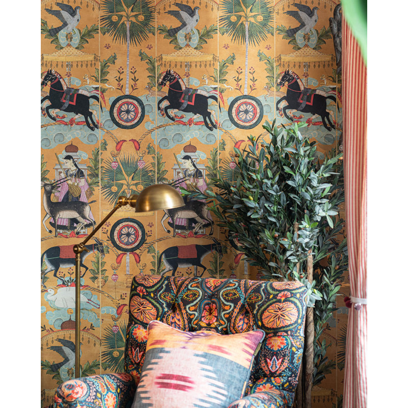 Tales Of Maghreb Wallpaper Roll, Black/Green/Mint/Yellow