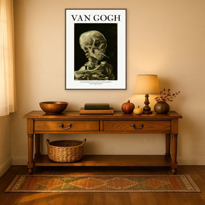 Fumeur squelette d'Halloween par Vincent van Gogh, reproduction d'art sur toile encadrée