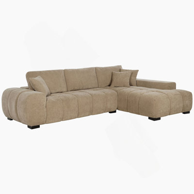 Canapé modulaire rembourré moelleux et confortable avec coussins réversibles et grille - Conception capitonnée pour se détendre et recevoir