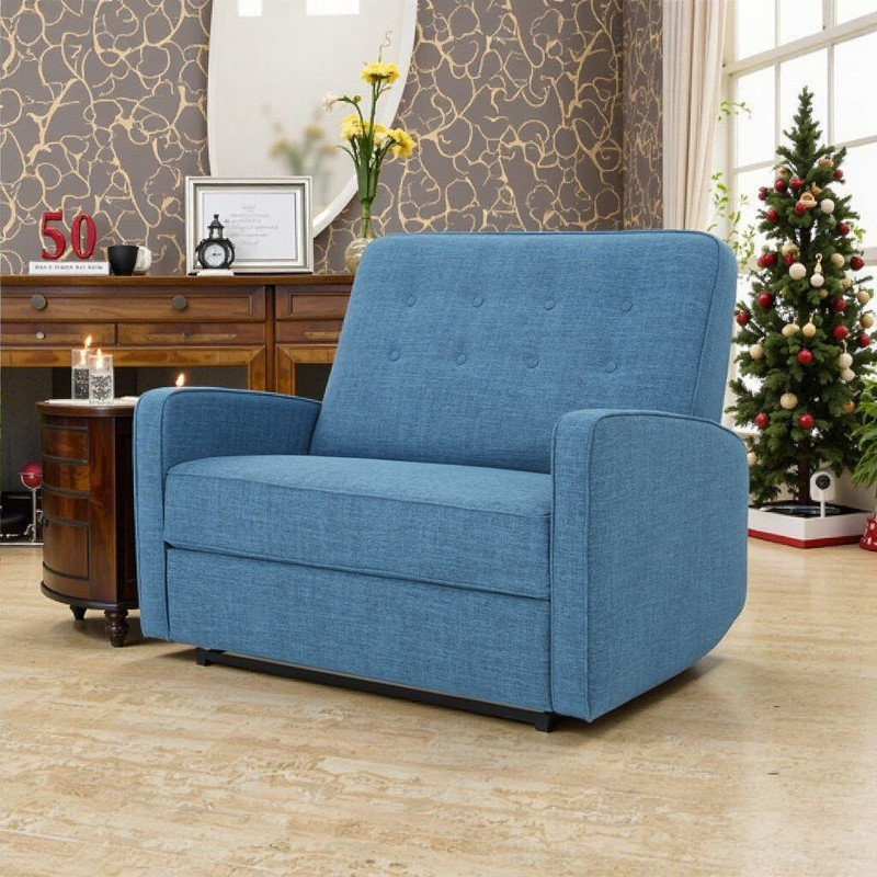 Fauteuil inclinable manuel en tissu d'ameublement durable, Bleu