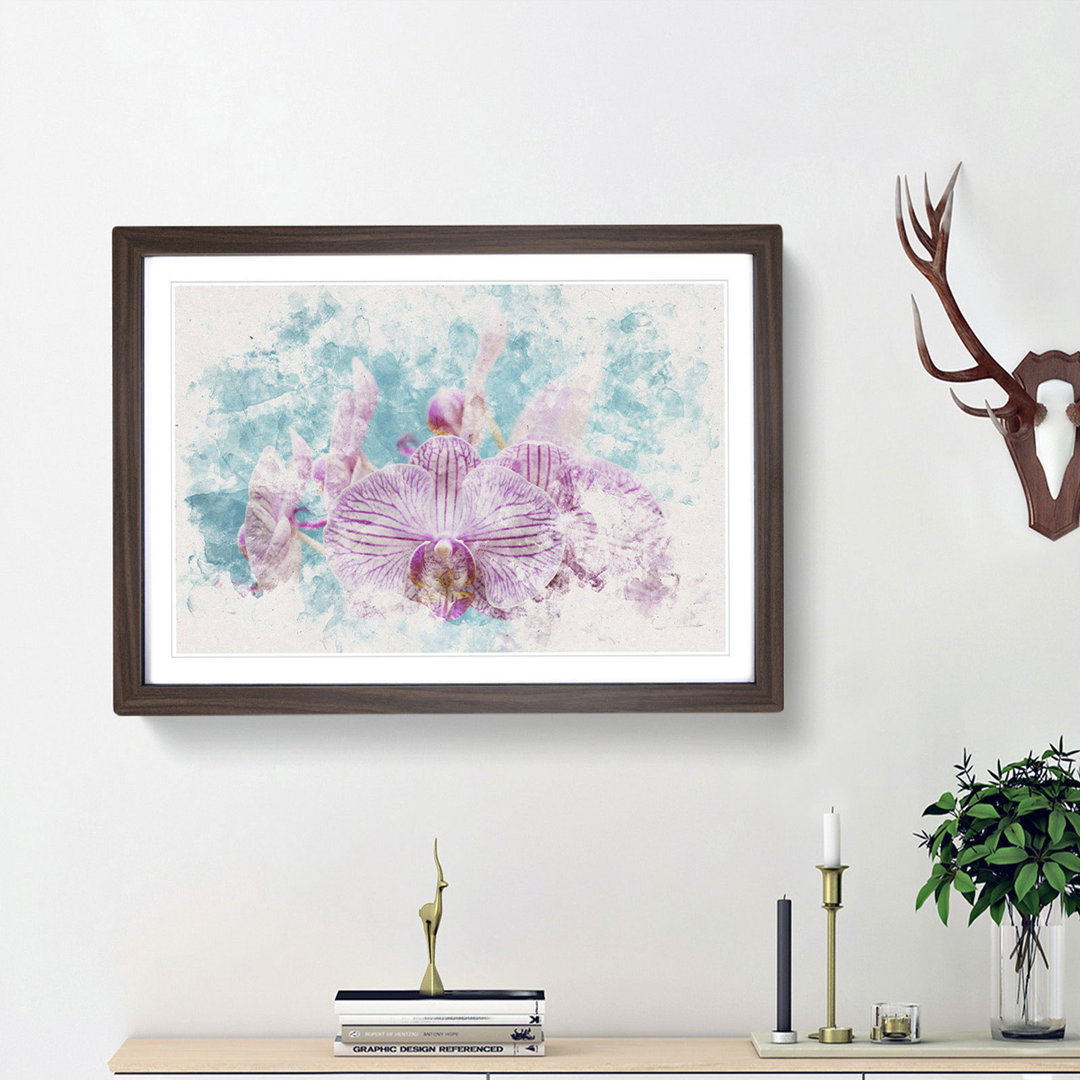 Lilac and Pink Orchids Watercolour - Picture Frame Graphic Art Print