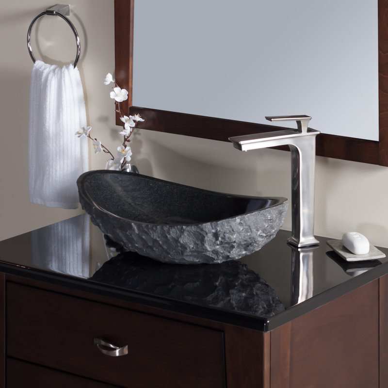 Lavabo de salle de bain vasque ovale en granit noir Absolute