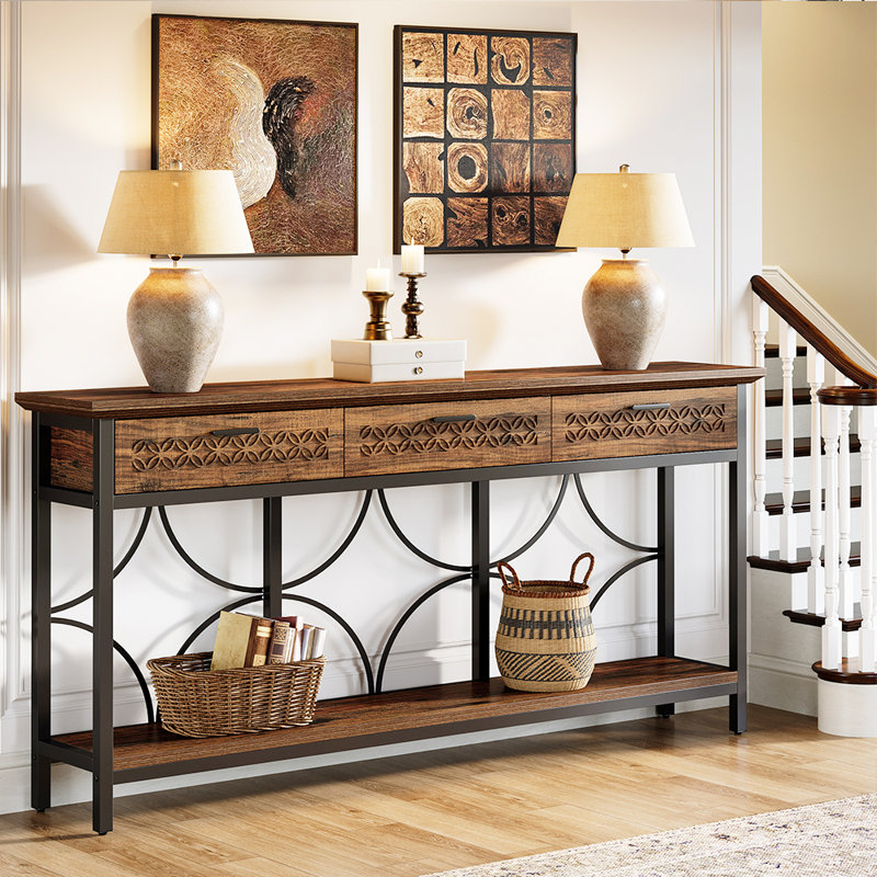 70.8" Console Table with 3 Drawers and Shelves