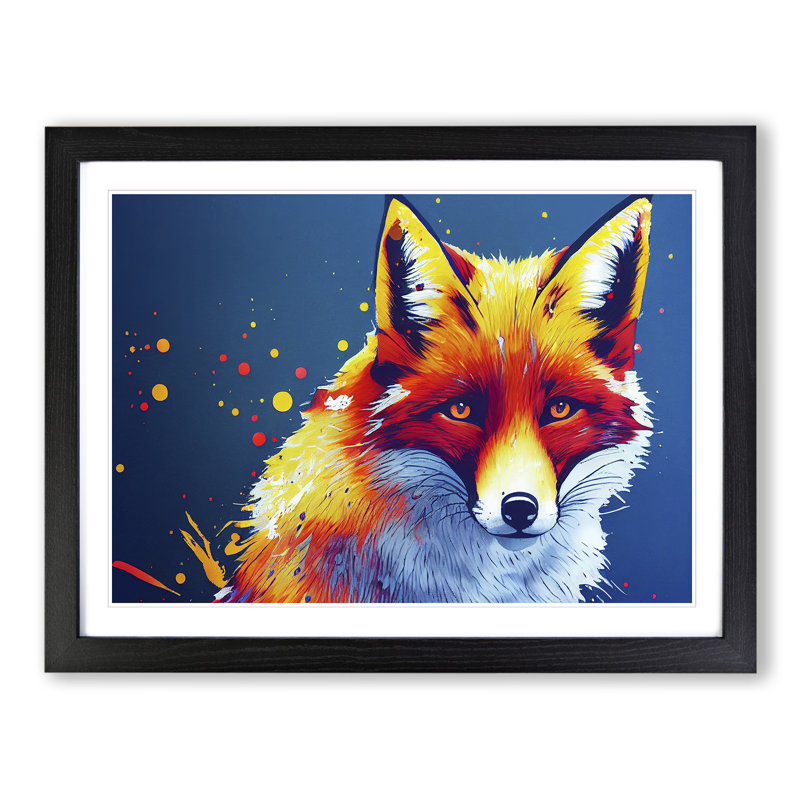 XH1022-6622X Fox Vol.4 Abstract - Single Picture Frame Painting, Black, 25cm H x 34cm W x 2cm D