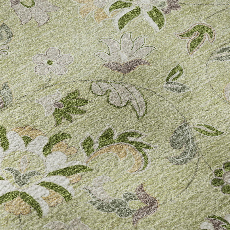 Premium Machine Washable Goulven AMF1006 Floral Rug, Rectangle 3' x 5'