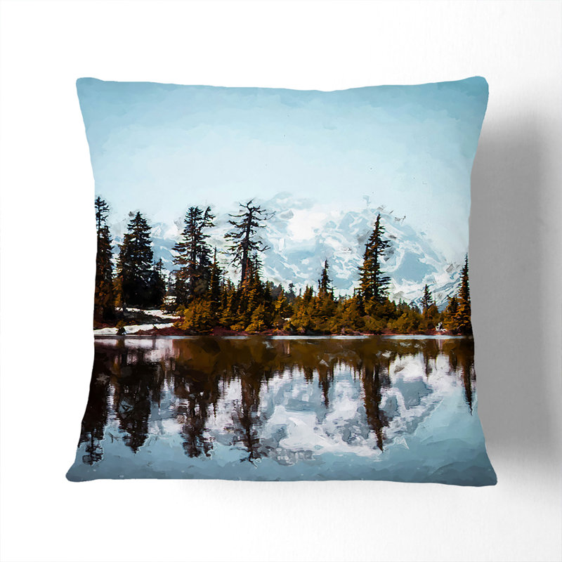 Mount Shuksan Reflection Cushion with Filling, 40cm H x 40cm W x 15cm D