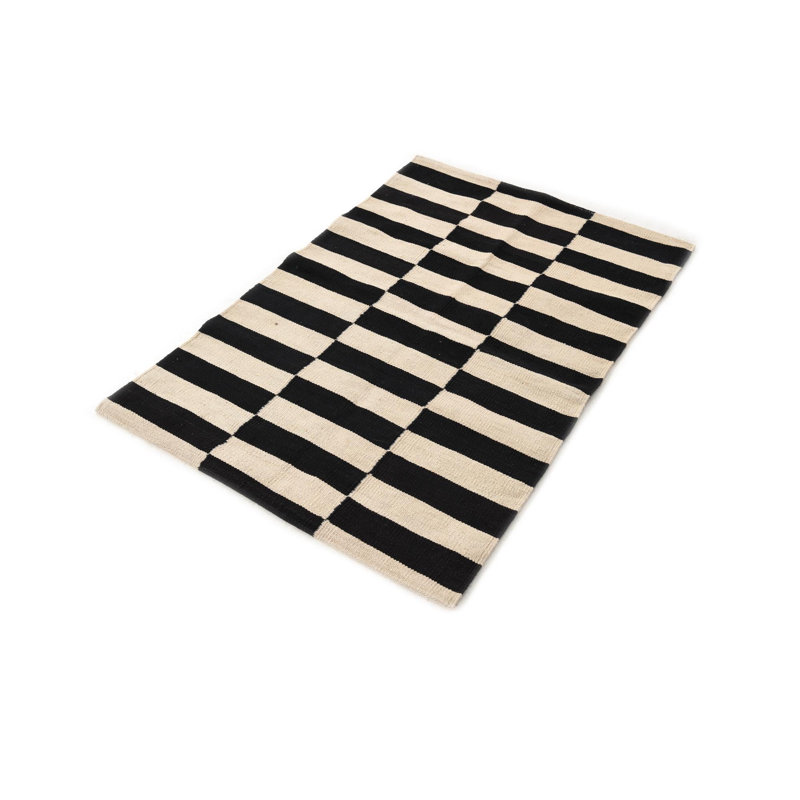 Tapis noir et blanc 3x4 Ponce