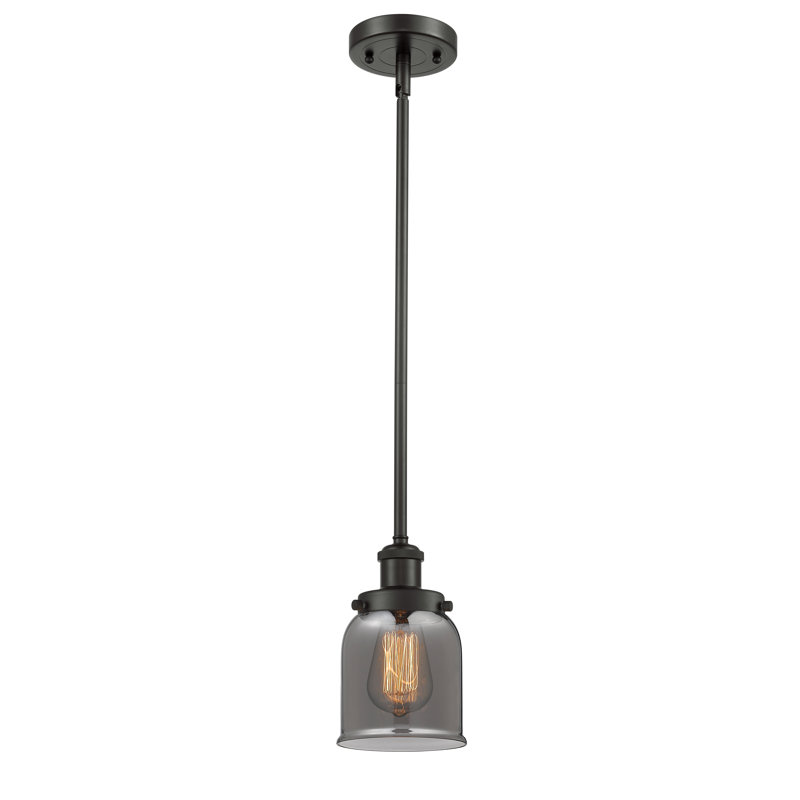 Mini luminaire suspendu à tige 5 po Ballston Urban Bell, Bronze huilé, DEL, Plaqué couleur fumée