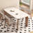 6 - Person White + Nut-brown Rectangular Sintered Stone + Solid Wood Dining Table Set-1353891259-1353891262