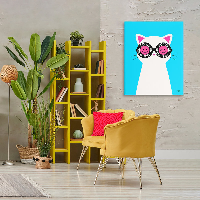 "Focus on Good Cat", art mural sur toile par Jessica Beck, H 40 po x l 30 po