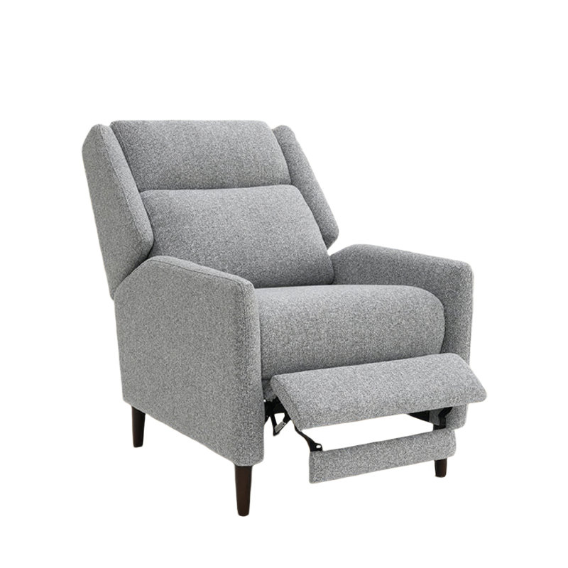Fauteuil inclinable avec dossier haut et pieds fuselés Cien, tissu gris, Dark Espresso Brown Faux Leather