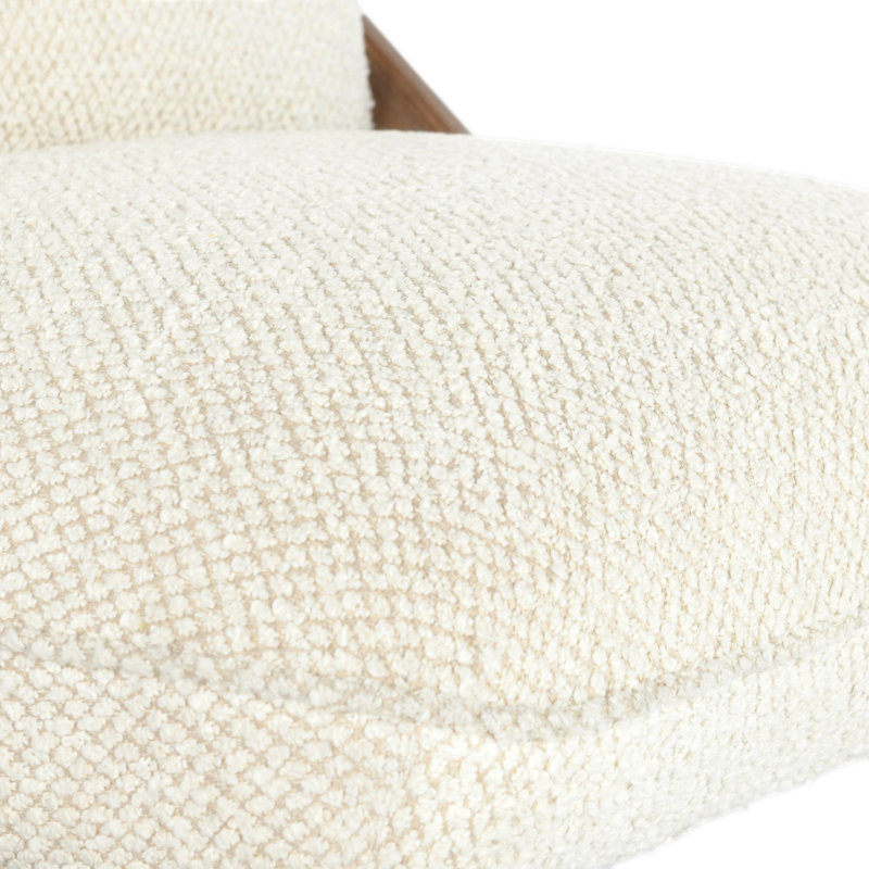 Georgia Accent Chair, Light Beige Polyester, Natural Wood