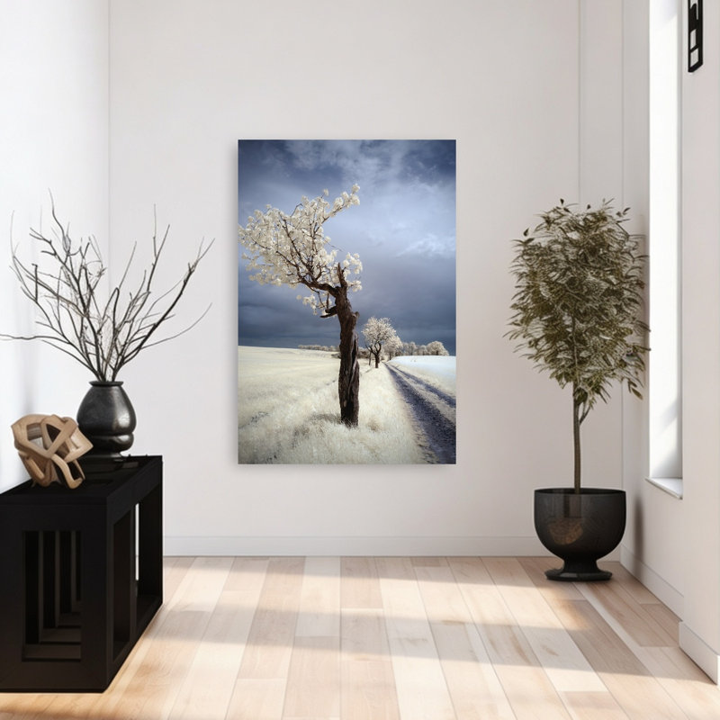 Impression d'art mural éthéré, arbre blanc, route, éthéré, paysage serein, nature, H 48 po x l 32 po