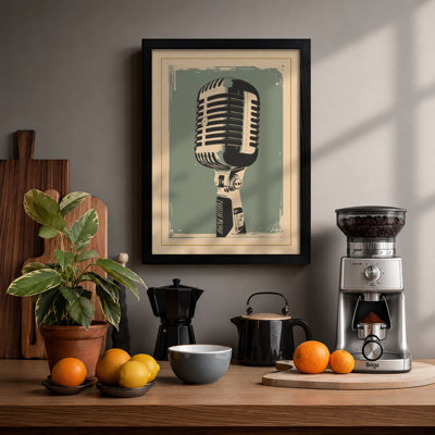 Microphone Stand Vintage - Framed Print