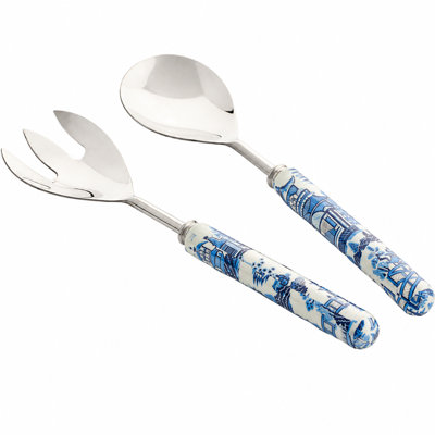 Blue Pagoda Enameled Salad Servers