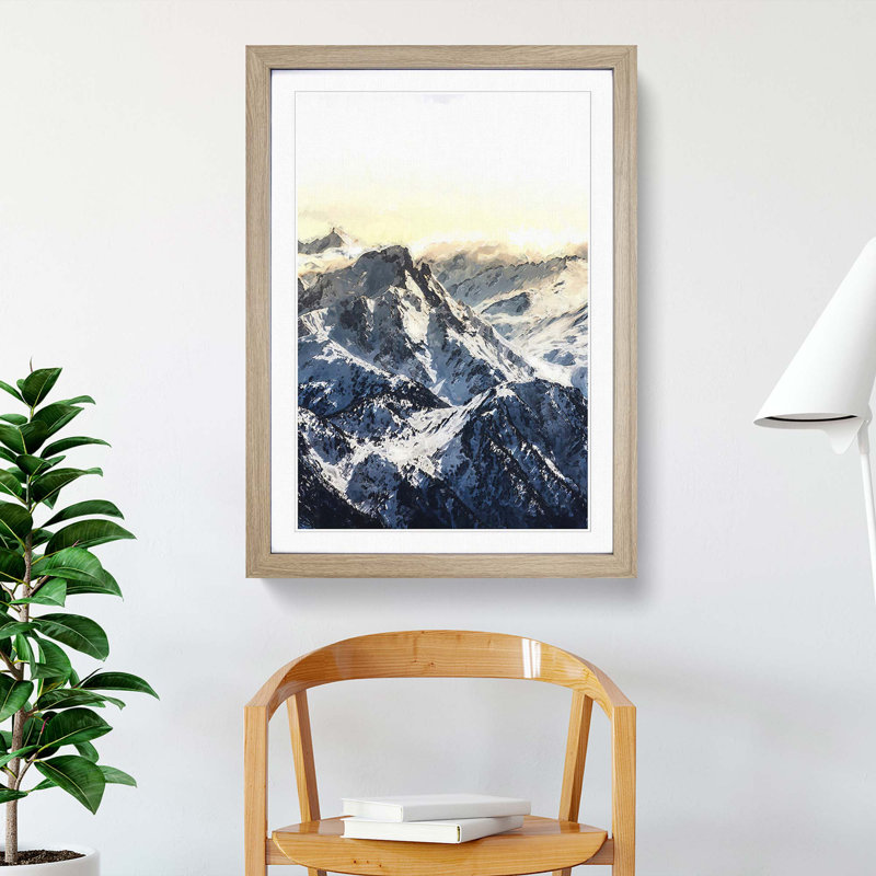 Mountains in France - Picture Frame Graphic Art Print, 48cm H x 36cm W x 2cm D, Oak Framed