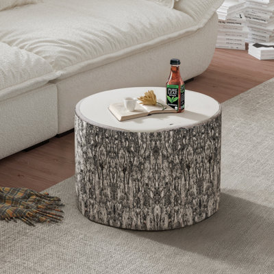Elliptical Cylinder Floor Cushion | Nature-Inspired Tree Bark & Wood Grain Print Ottoman Seat | Flexible Seating & Footrest for Living Room, Bedroom Corner, Casual Lounge | Soft Touch, Playful Visual Rhythm Decor