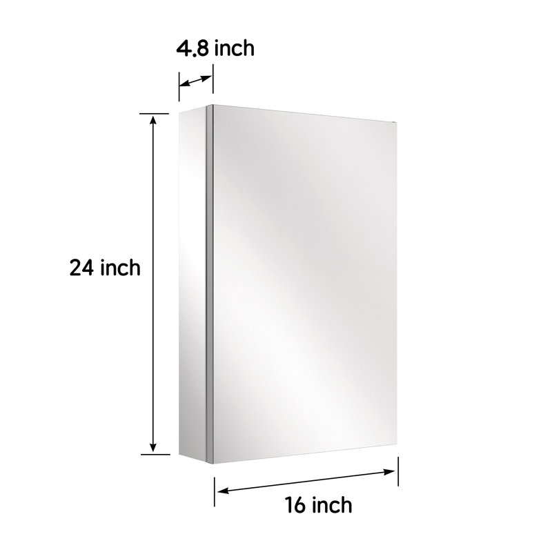 Armoire à pharmacie encastrée / à fixation en surface sans miroir avec miroir et tablettes réglables, H 24 po x l 16 po