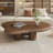 48.5" Rustic Wood Coffee Table, Round Coffee Table with Cloud Shaped Design Cloud Coffee Table Made of Solid Wood & Manufactured Wood and Vintage Walnut Veneer Finish for Living Room