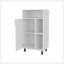 Armoire blanche avec rangement ouvert et 1 porte