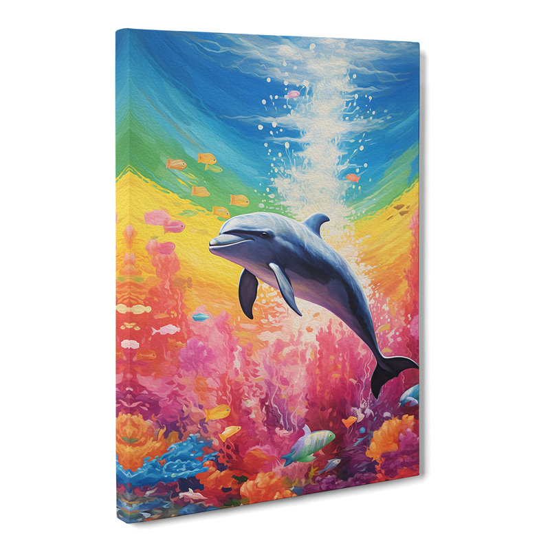 Dolphin Colour Field Art - Wrapped Canvas, 76cm H x 50cm W x 3cm D