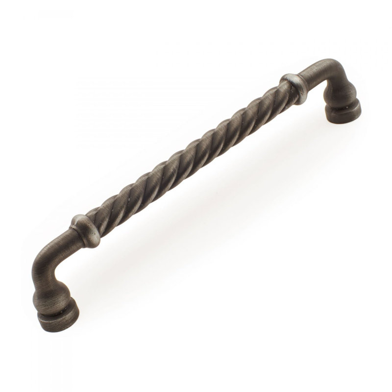 Distressed Nickel Brass 12" Rope Twist Appliance Pull