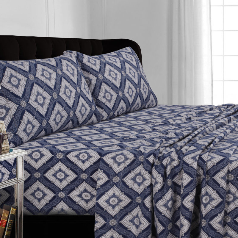 100% Cotton Geometric Sheet Set, Queen