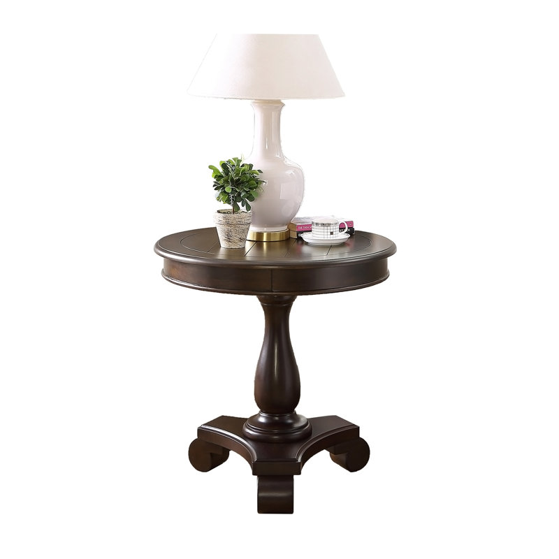 Table d'appoint ronde à piédestal en bois, Espresso