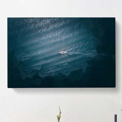 Boat In The Open Sea In Abstract - Wrapped Canvas Print