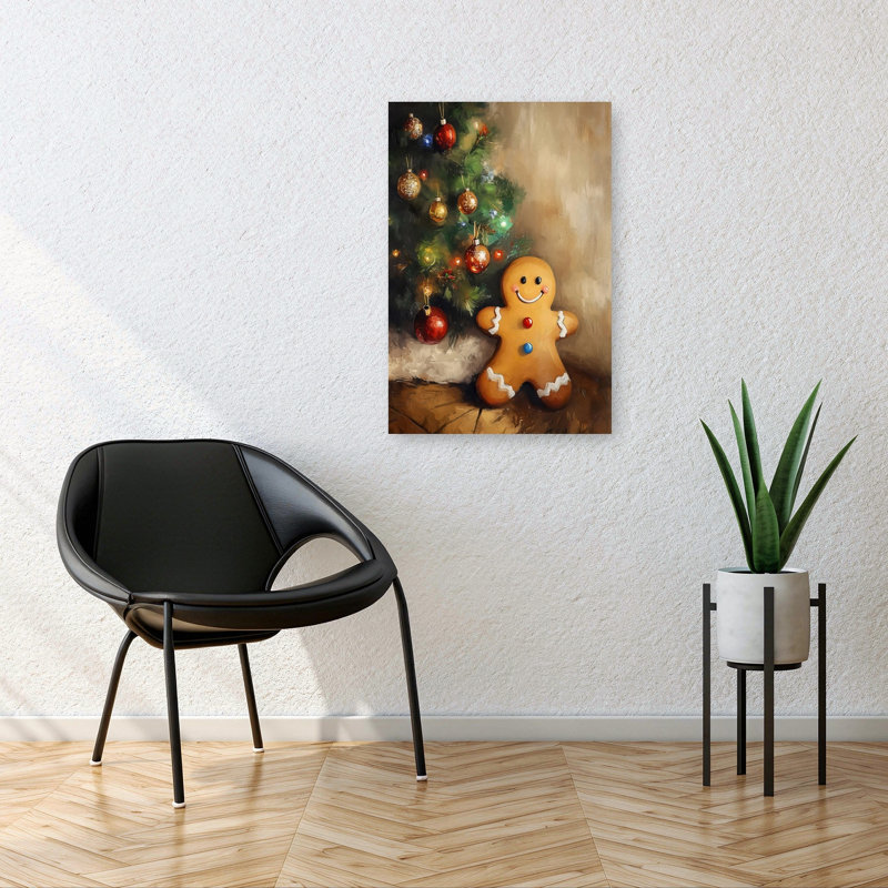 «Gingerbread Christmas Tree Traditional Vintage Whimsical Tree Winter», reproduction d'art murale, 36" H x 24" W
