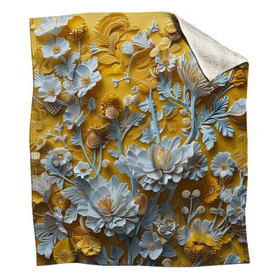 Couvertures fleurs jaunes et bleues