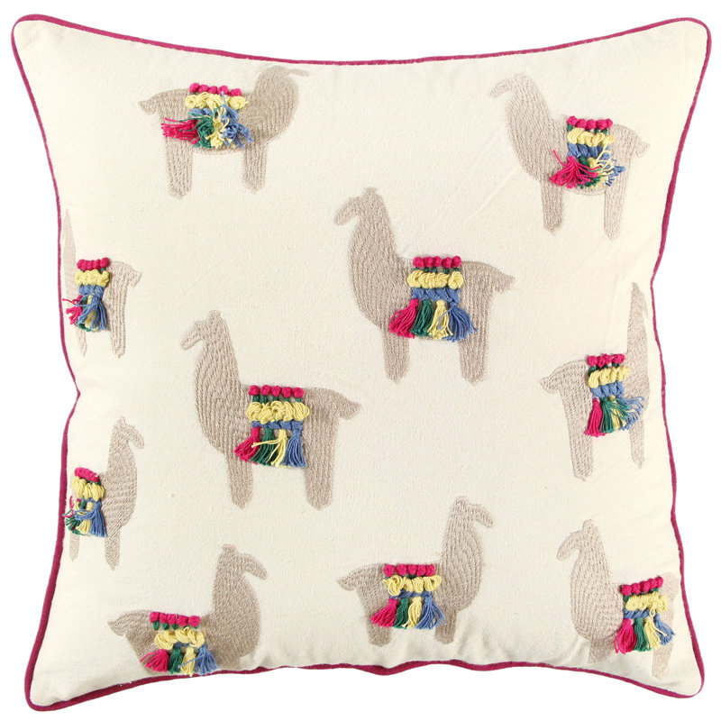 Embroidered Cotton Throw Pillow